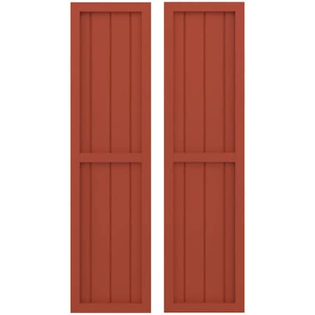 Americraft 4-Board Exterior Wood 2 Equal Panel Framed Board-n-Batten Shutters, ARW101BF414X79CLH